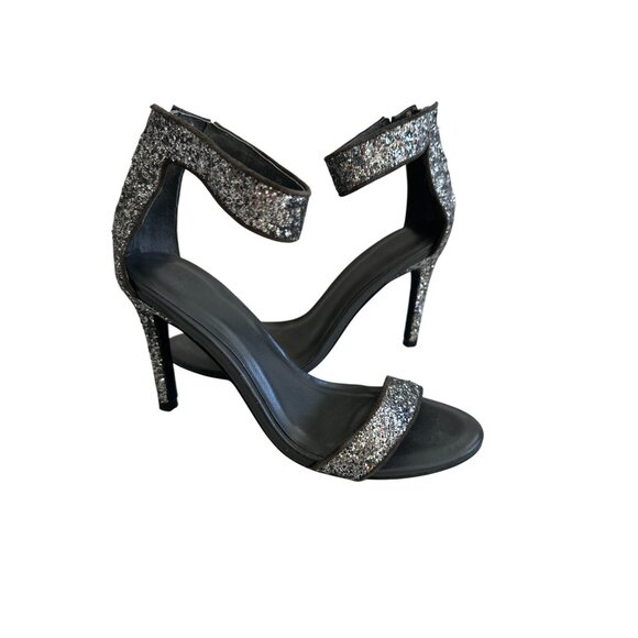 JOIE Pewter Silver Metallic Glitter Dress Heels Size 36 - Picture 4 of 7